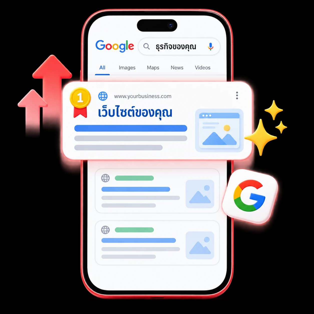 เว็บไซต์ธุรกิจติดอันดับ 1 บนหน้าผลค้นหา Google บนมือถือ